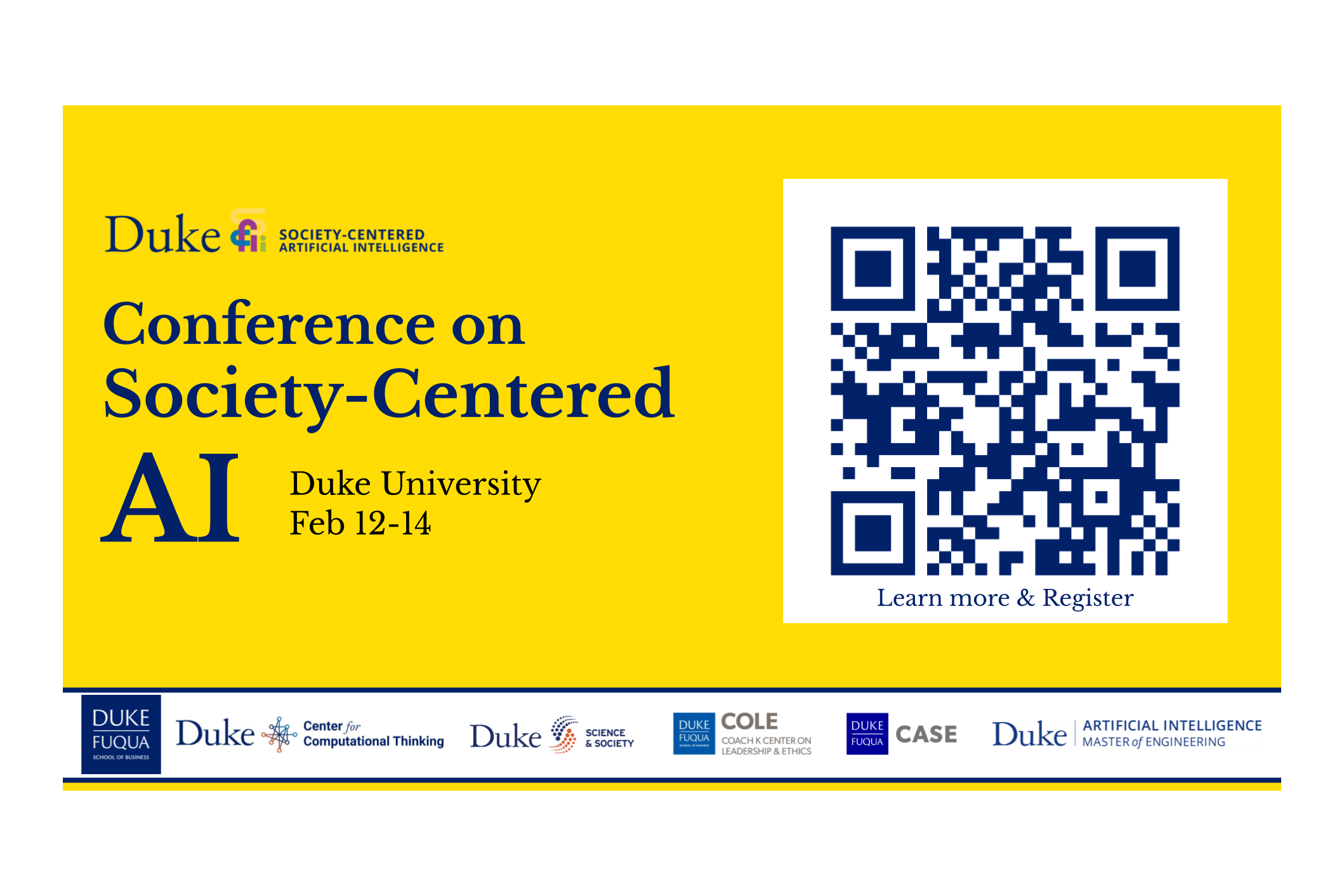 Conference on Society-Centered AI Feb 12-15 superimposed on a stylized image